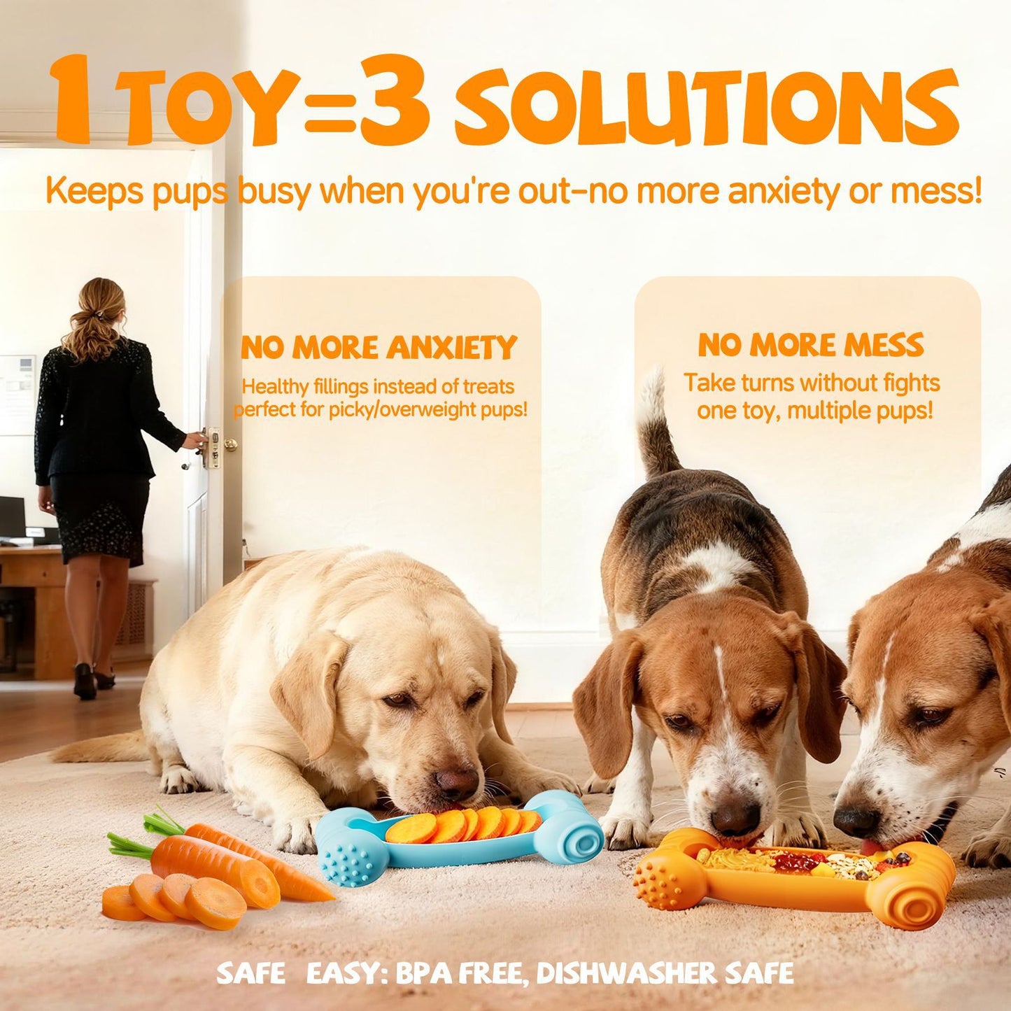 2-Piece Set Of Dog Lick Bones Slow-Feeding Durable Chewable Teeth-Cleaning Toys