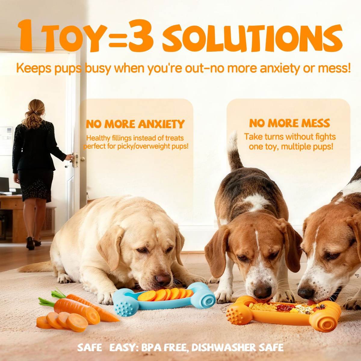2-Piece Set Of Dog Lick Bones Slow-Feeding Durable Chewable Teeth-Cleaning Toys