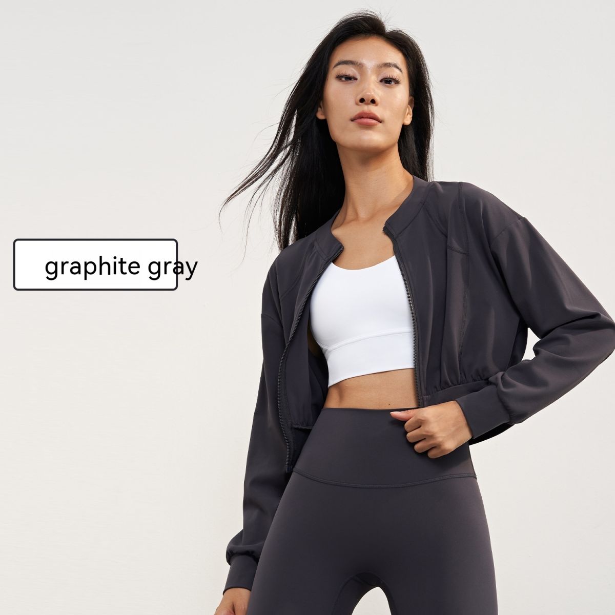 Thickened, Sanded Fabric Short Yoga Jacket
