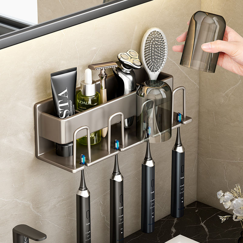 Punch-Free Hair Dryer Rack, Wall-Mounted Bathroom Hair Blower Holder, Bathroom Hair Dryer Storage Shelf
