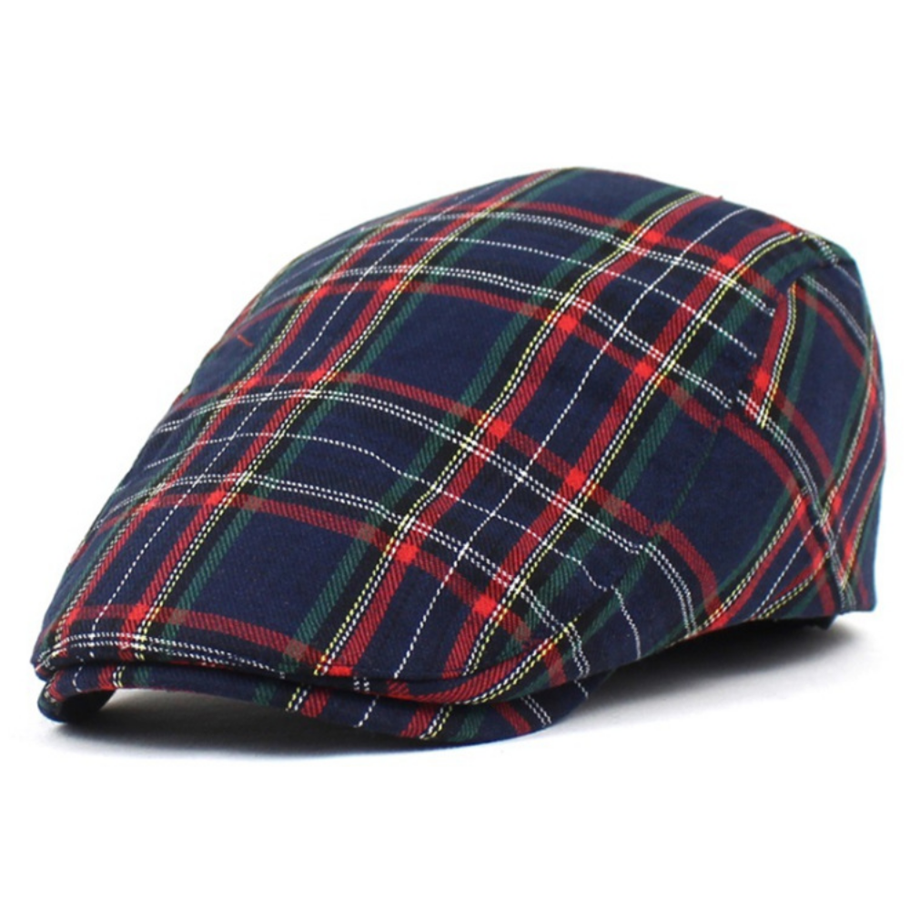 British Retro Checkered Forward Hat, Scottish Checkered Short Brimmed Baseball Cap, Outdoor Fashionable Casual Literary Painter Hat