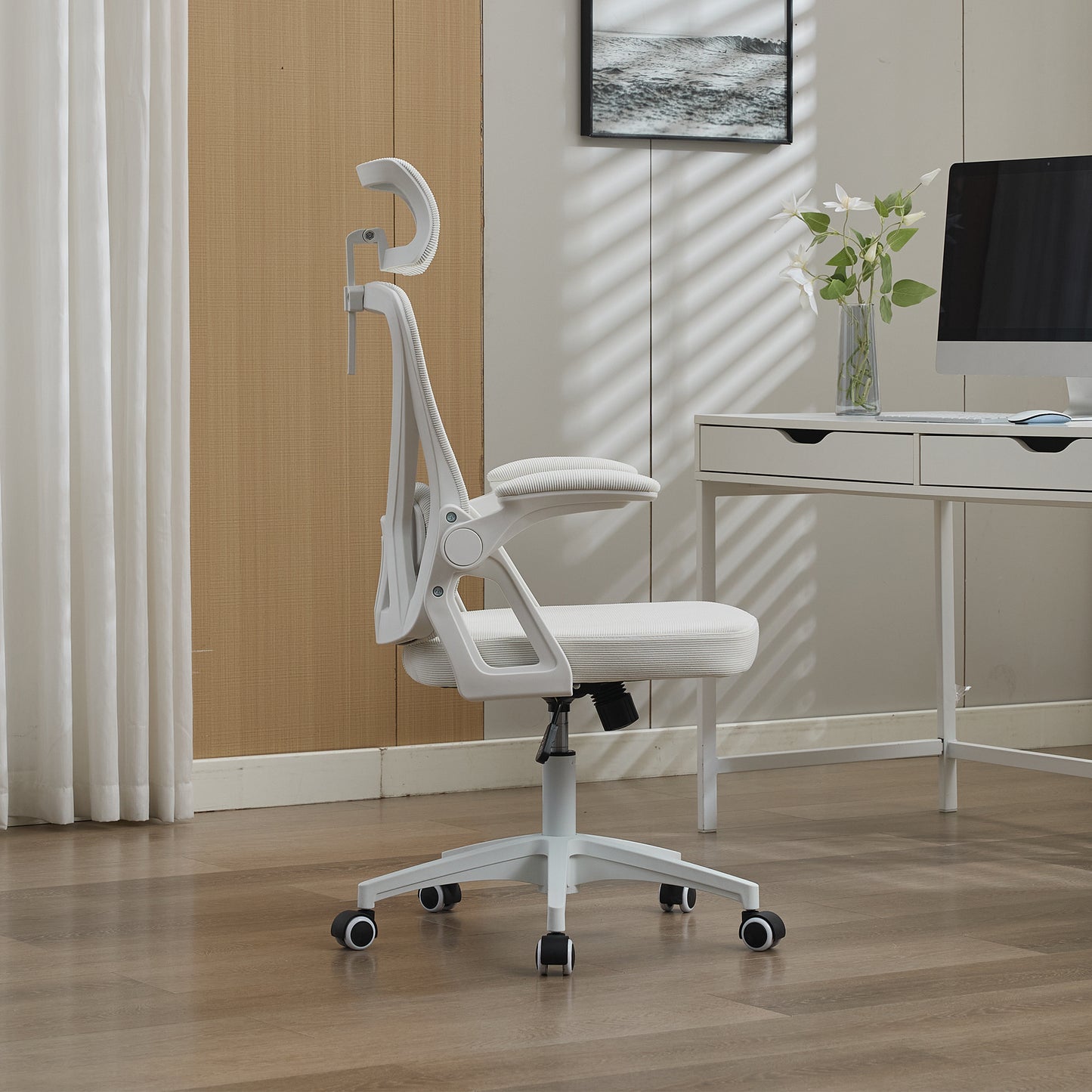 Ergonomic Mesh Office Chair With Adjustable Lumbar Support And Headrest - High-Back Executive Desk Chair For Home Office