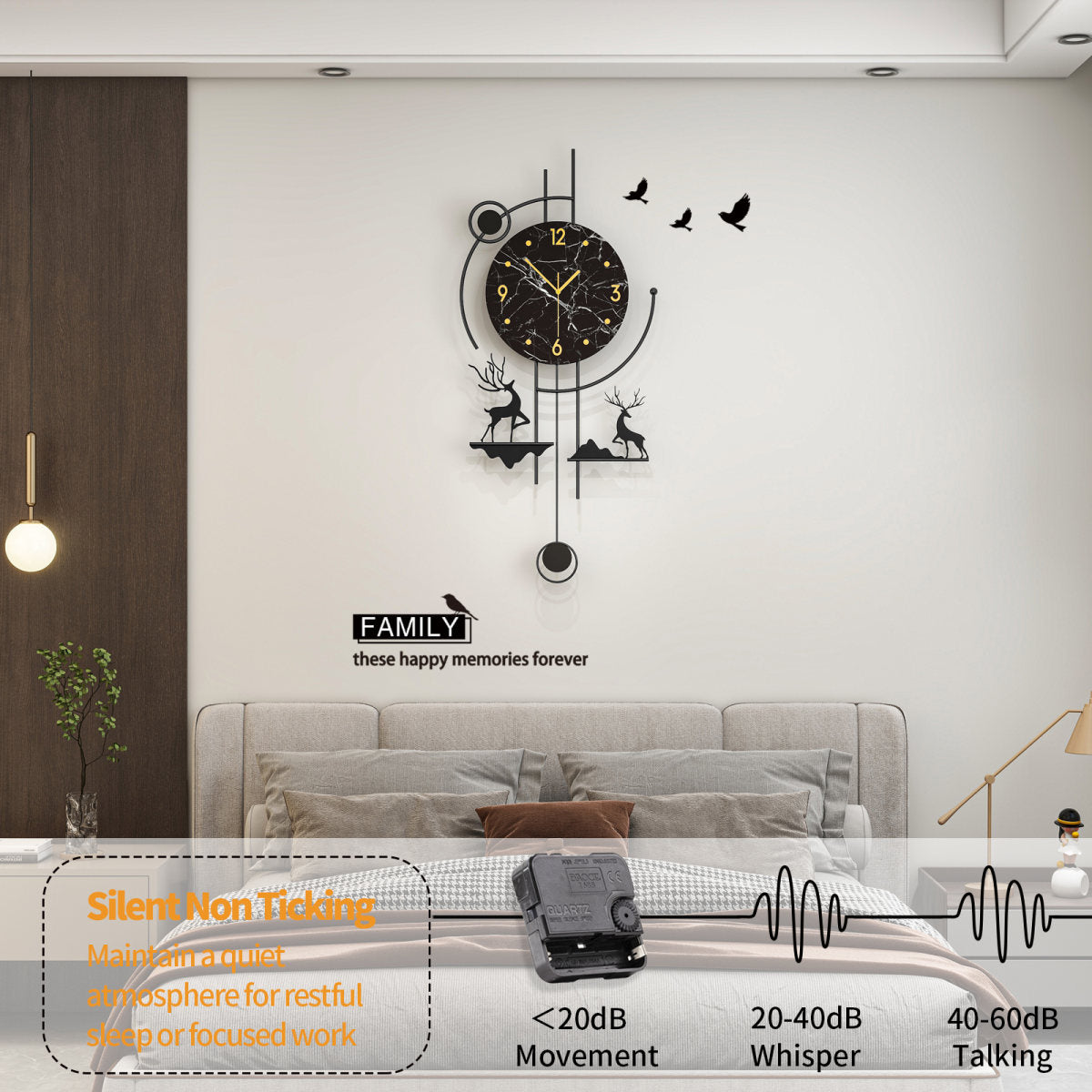 Modern Abstract Wall Clock Metal Decorative Pendulum Home Decor Design