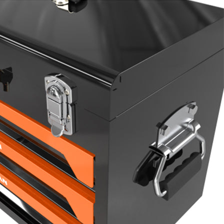 20in Portable Three-layer Clay Box, Four-tier Tools, Metal Latches, Top Cargo Space And Other Accessories. They Are Suitable For Garages, Apartment Or Work Table, Black & Orange BLACK&Orang