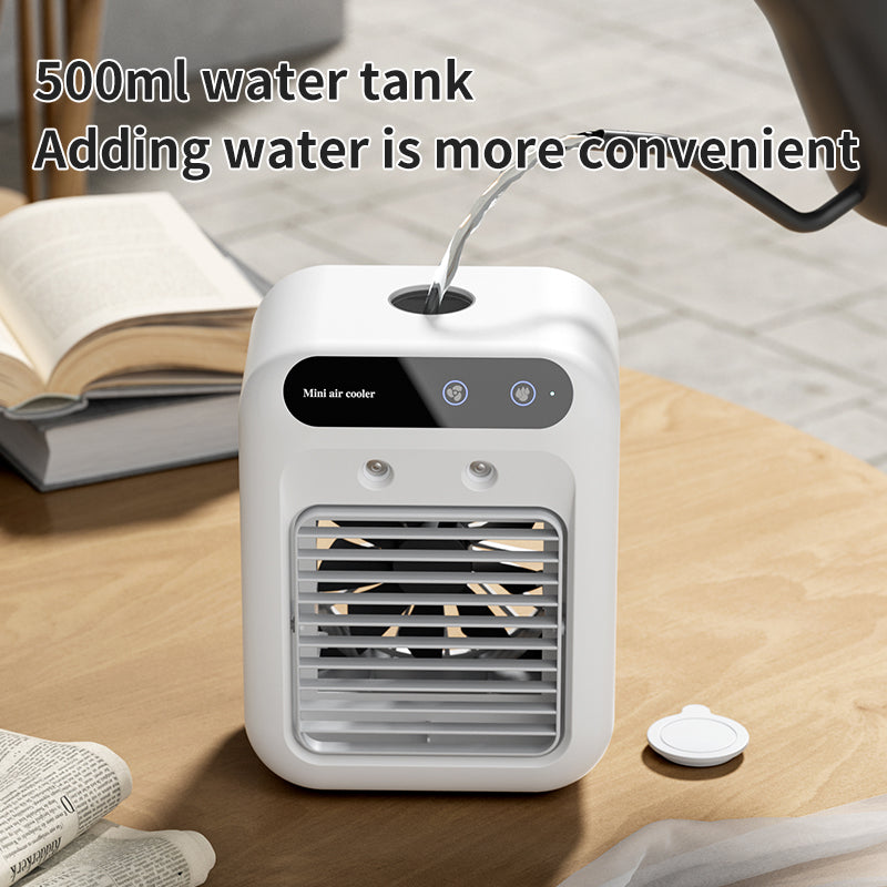 Portable Air Cooler With Mist Small Desktop Air Conditioner Fan, 3 In 1 Humidifying Cooling Fan For Home, Dorm And Office, Mobile Evaporative Cooler With Water Spray