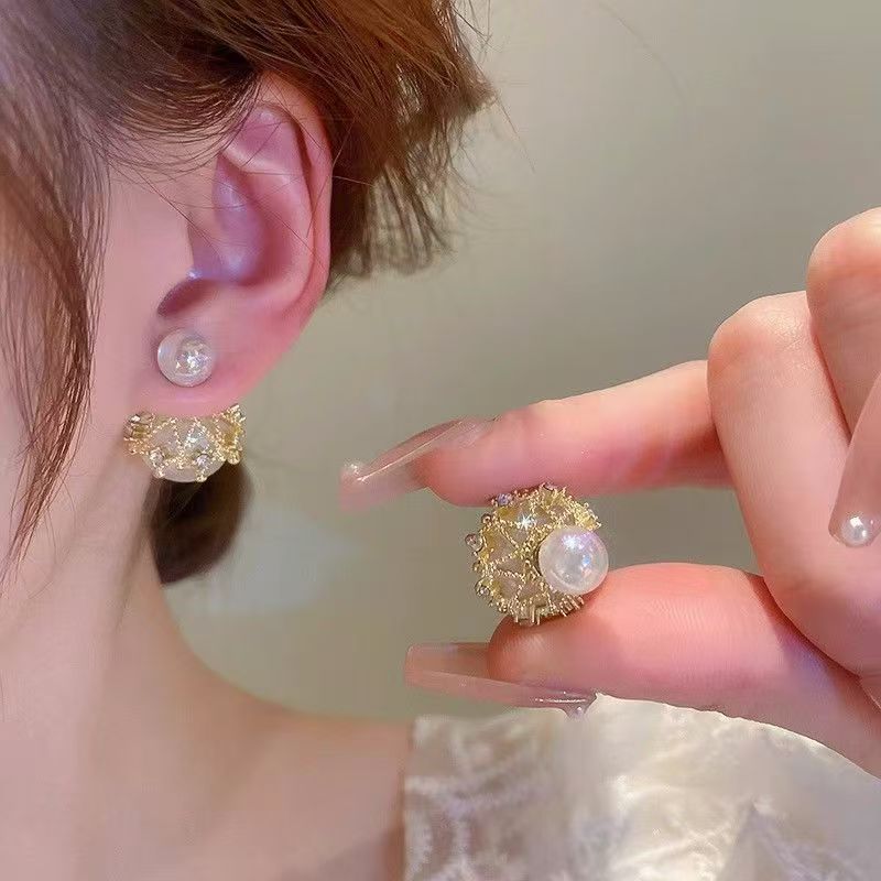 Mermaid Glow Pearl Double-Sided Wear Earrings, Fashion Light Luxury Studs, Elegant Versatile Ladies Ear Jewelry