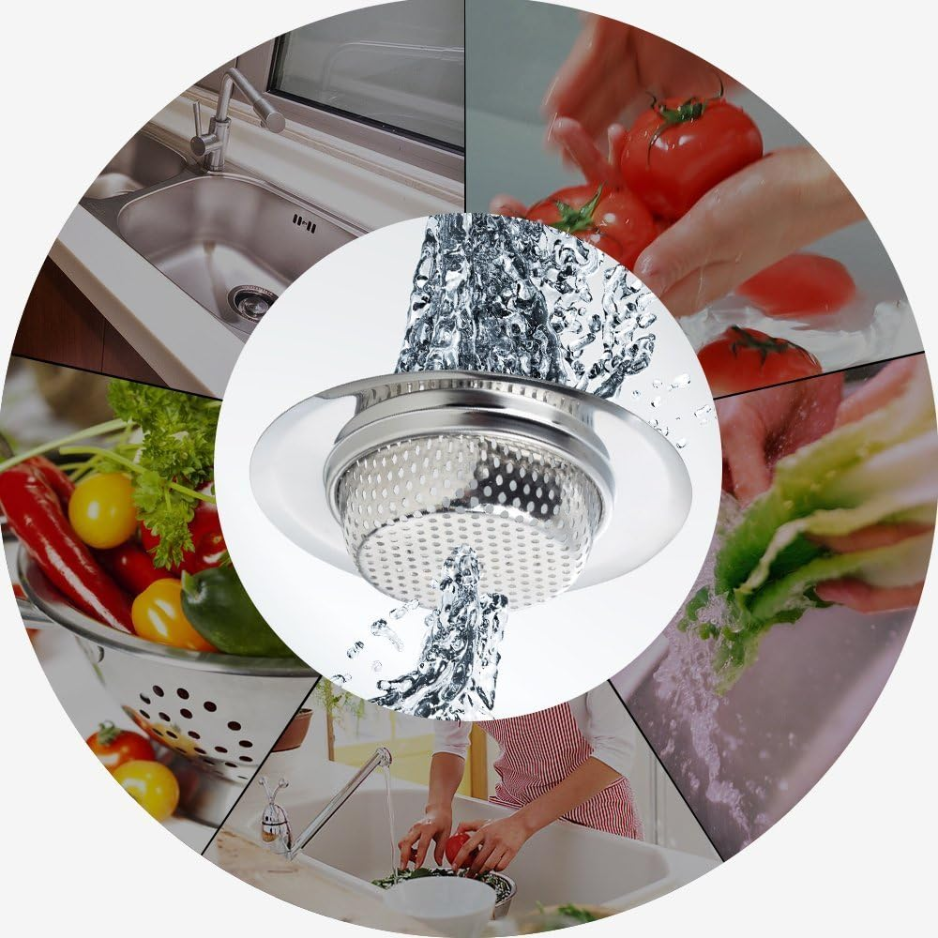 Fengbao 2-Piece Stainless Steel Kitchen Sink Strainer 4.5 Large Wide Rim Drain Catcher