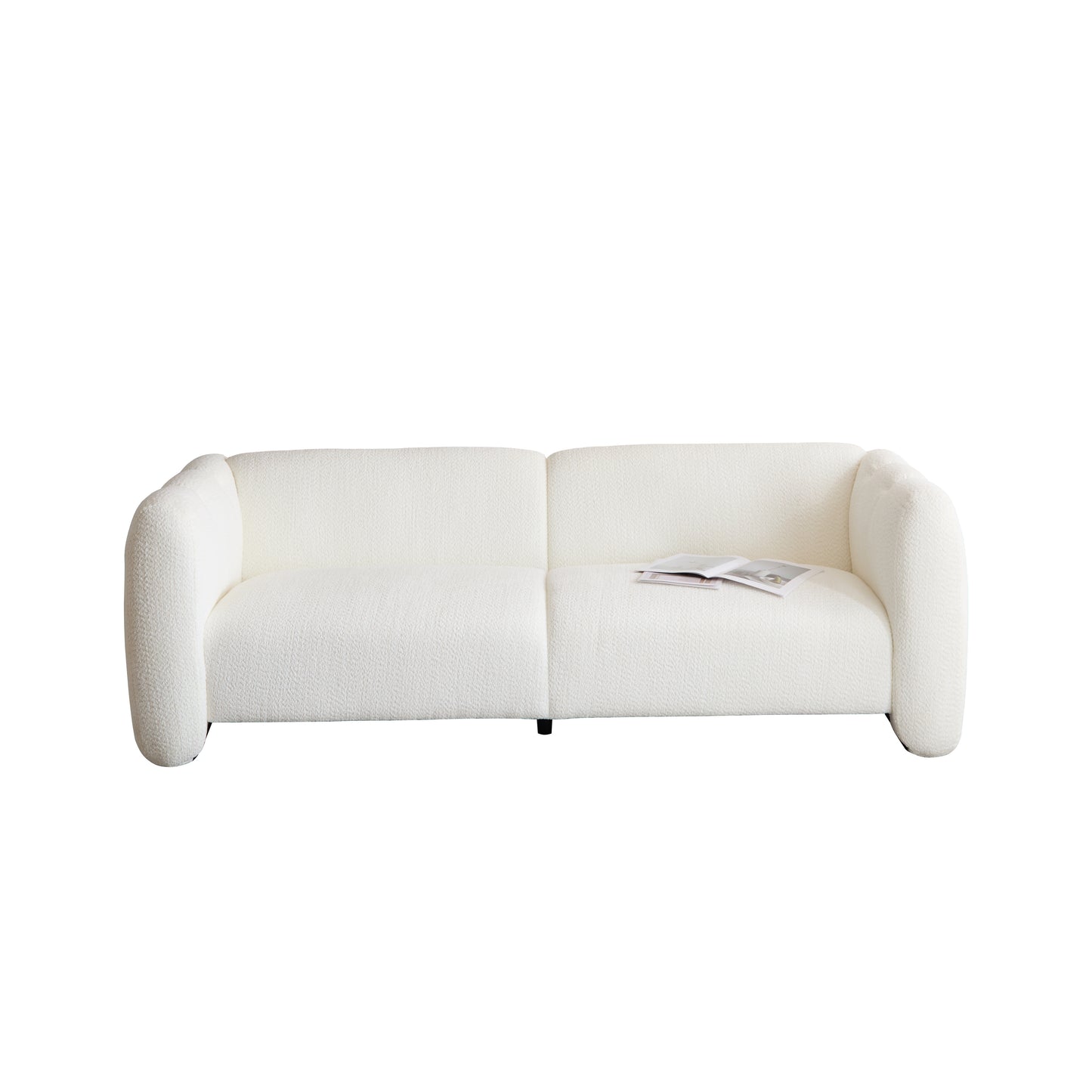 Tonson 83 3-Seater Boucle Sofa,Wave Design, Living Rooms,Bedrooms,Apartment Office,WHITE