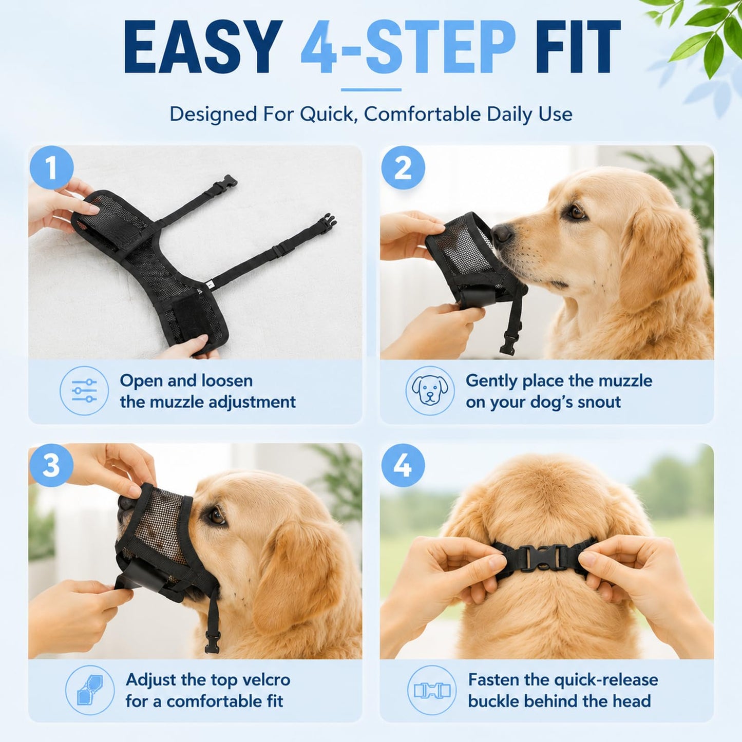 Dog Muzzle, Soft Air Mesh Muzzles For Large Sized Dogs, Breathable Dog Mussels For Scavenging Biting Licking & Barking, Adjustable Mouth Guard For Grooming, Allows Panting And Drinking