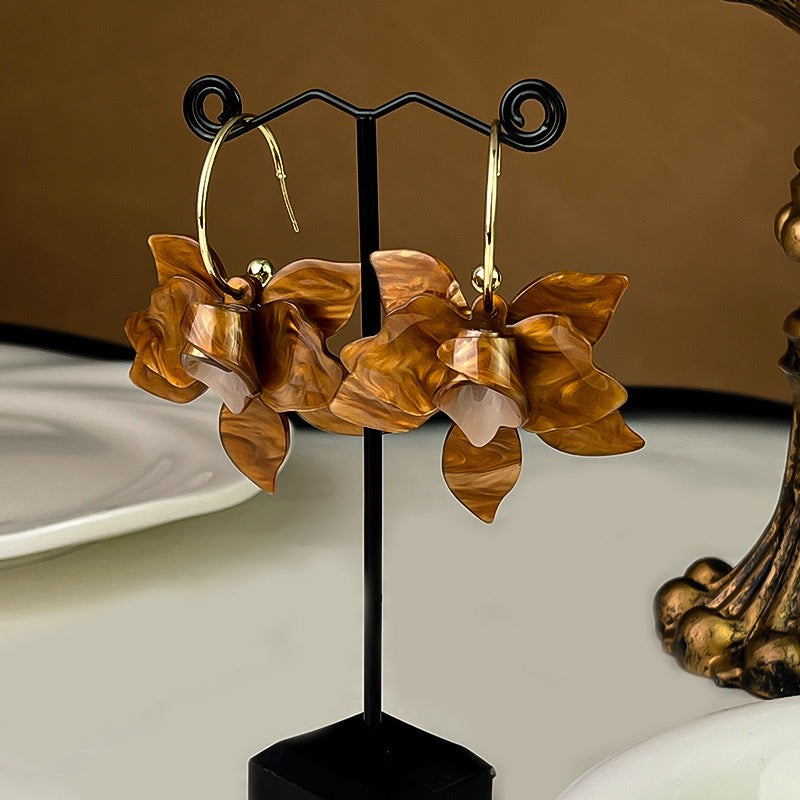 French Vintage Gardenia Flower Earrings For Women Fairy Elegant Stud Earrings Luxury Fashion Jewelry