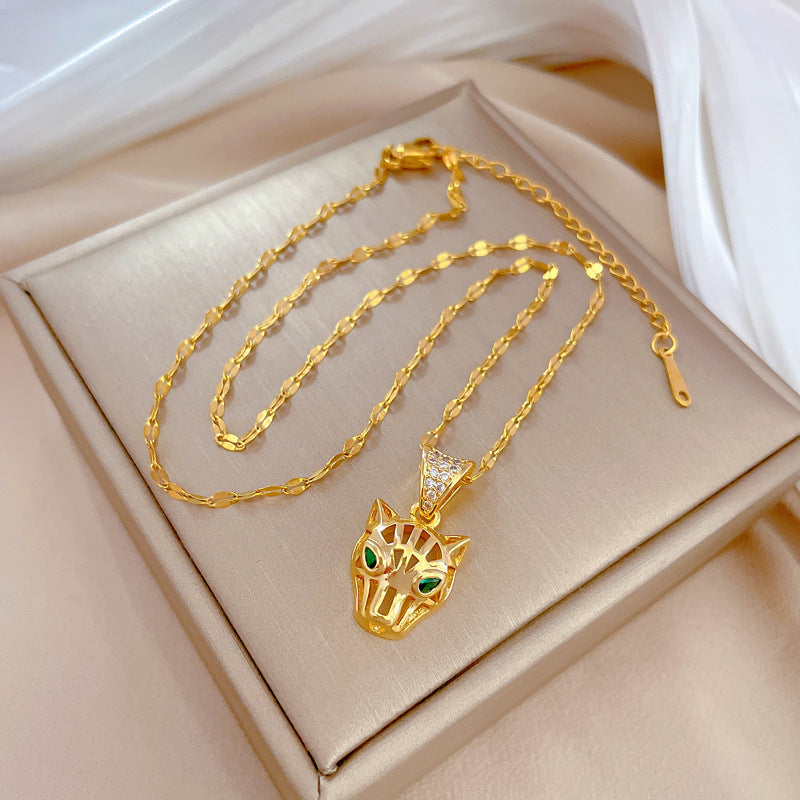 Hollowed-out Leopard-head Light-luxury Fashion Necklace For Women