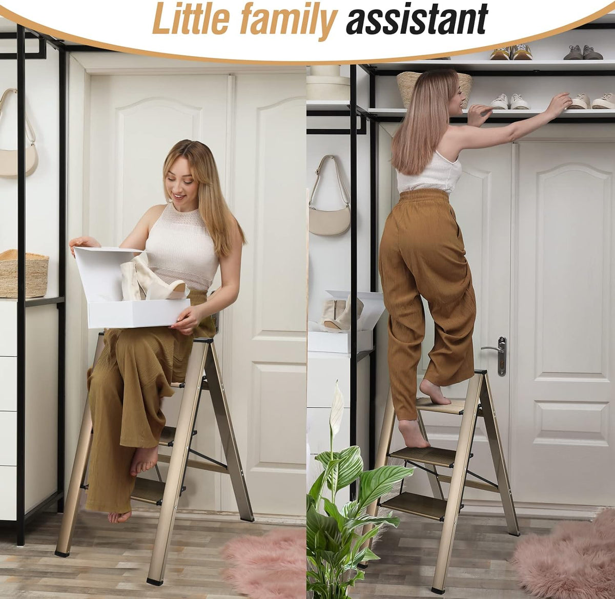 3 Step Ladder, Folding Ladder Stool, Wider Upgraded Non-Slip Treads, Portable Lightweight Ladder For Home And Kitchen, Holds Up To 330 Lbs
