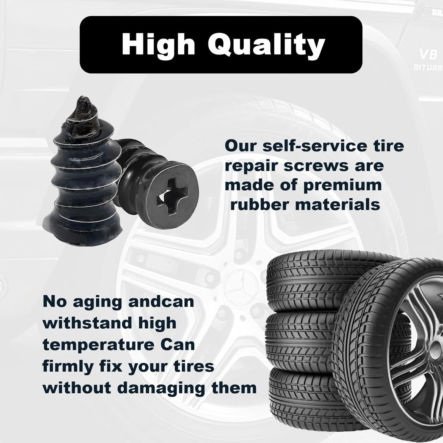 60Pcs Tire Repair Rubber Nail, Rubber Screw Tire Plugs Repair Nail Kit Tires Quick Puncture Repair Tools For Auto Motorcycle, Truck, Tractor Tire Puncture Repair