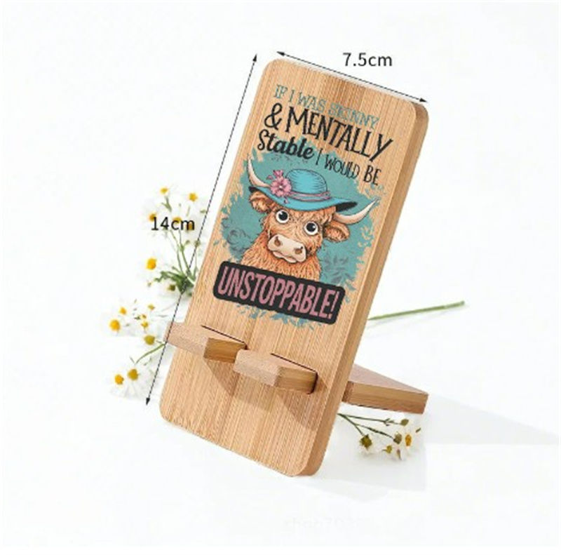 Photo Text DIY Custom Bamboo Creative Mobile Phone Stand