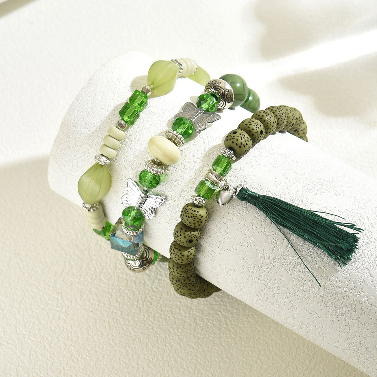 Ins Soft Sweet Women Beaded Bracelet 3Pcs Set, Unique Bowknot Design Niche Premium Texture Hand Jewelry