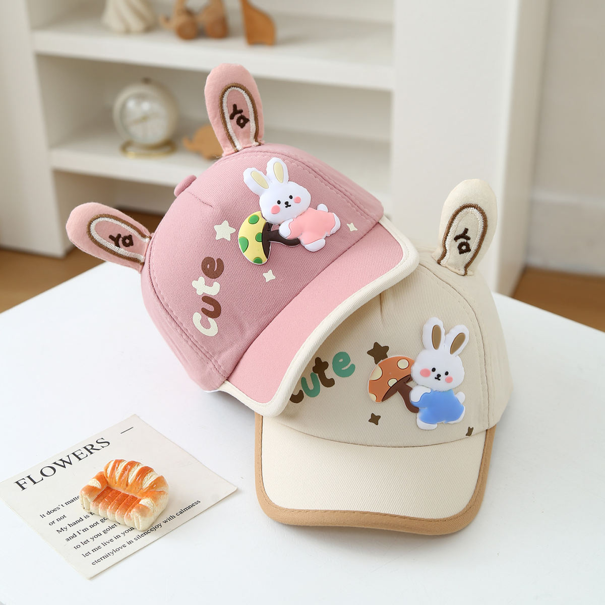New Children's Hat - Korean Style Baby Three-dimensional Rabbit Ears Cartoon Mushroom Rabbit Baseball Cap For Both Boys And Girls For Outings