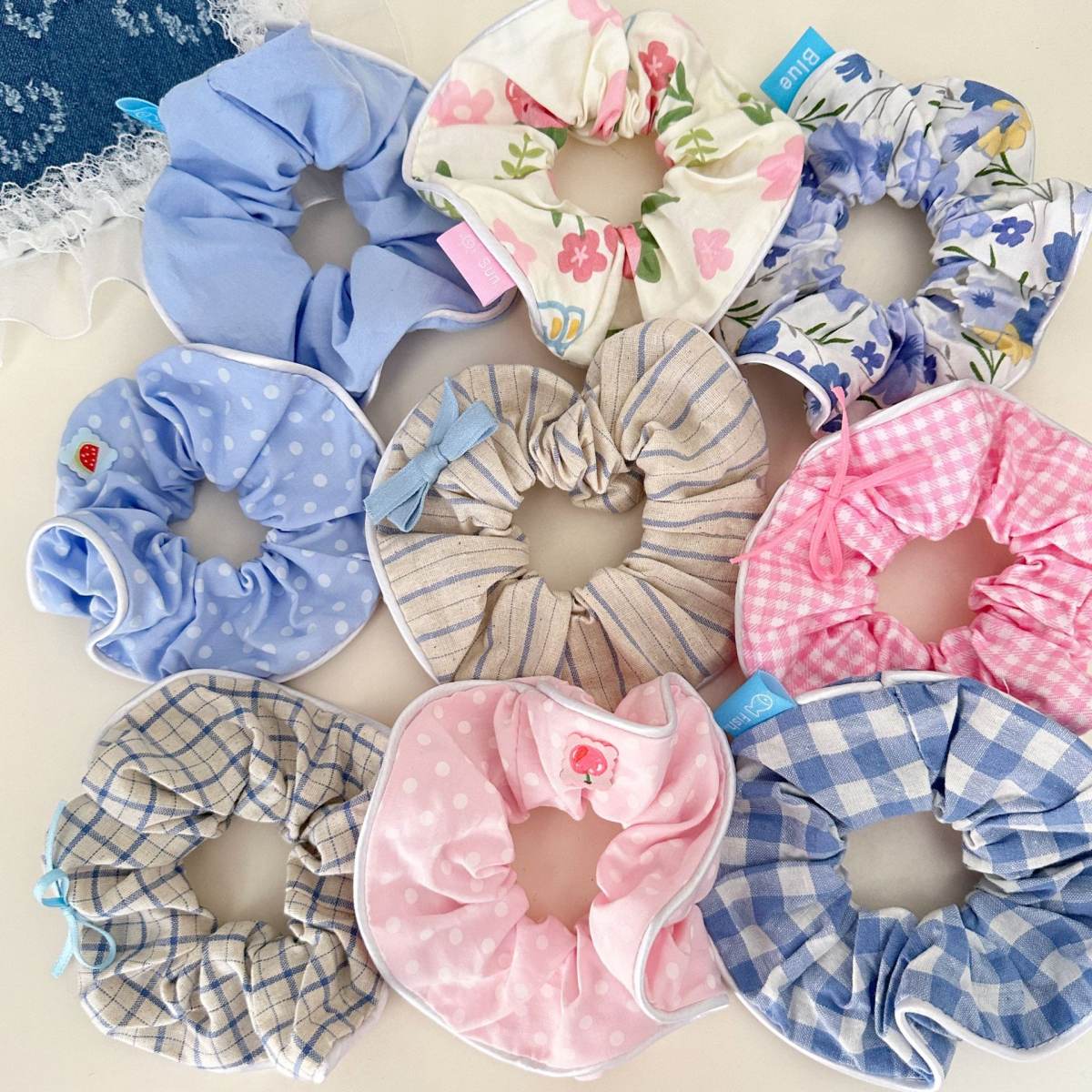 Sweet Floral Plaid Large Intestine Hair Ring Stripe Hair Ring Hair Rope Hair Accessories