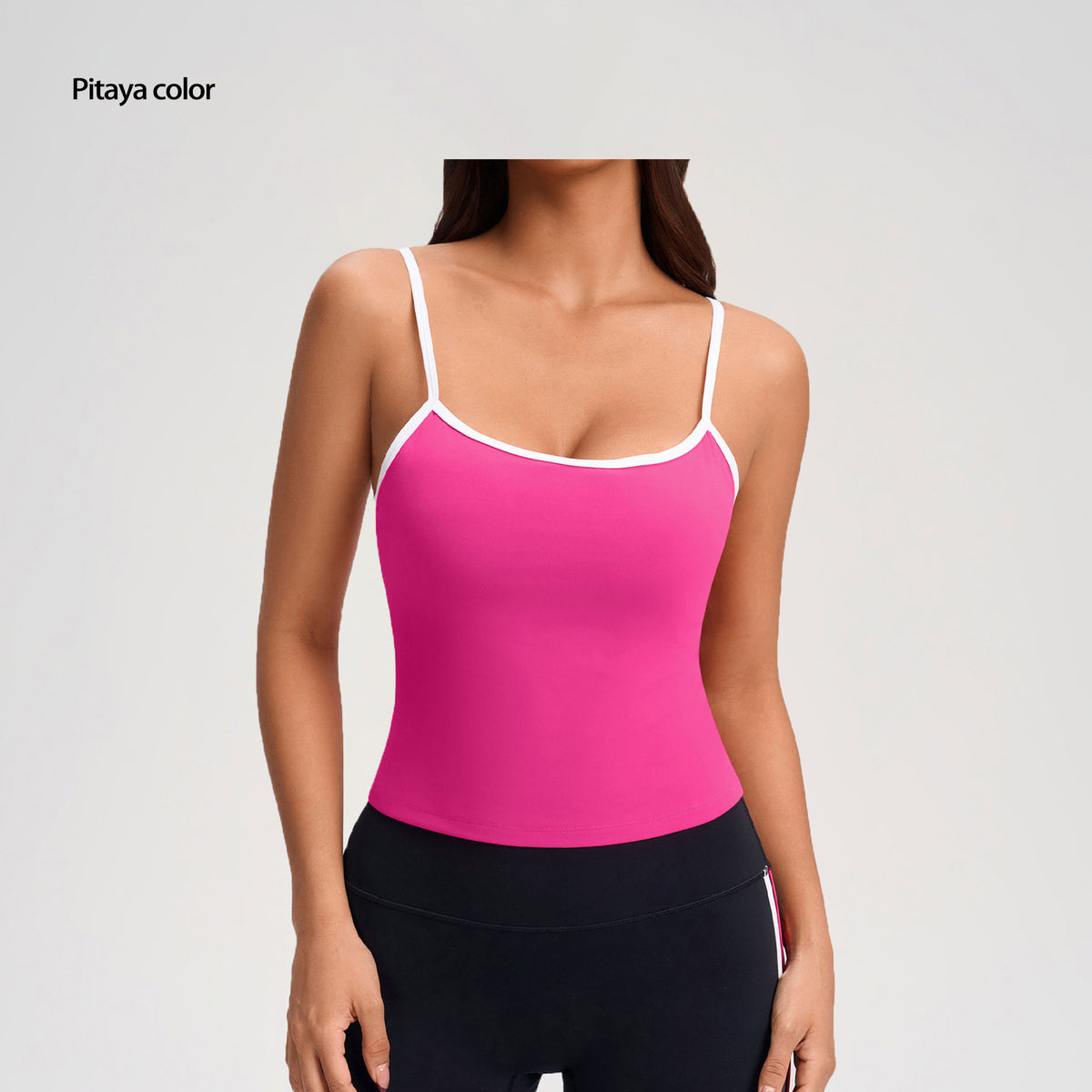 Uropean And American Fashion Color-block Sports Bra With Padding, Women's Backless Workout Tank Top With Built-in Bra