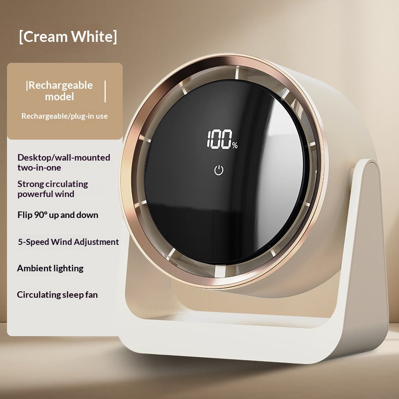 Mini USB Desk Fan With Dormitory Table Lamp And Digital Display