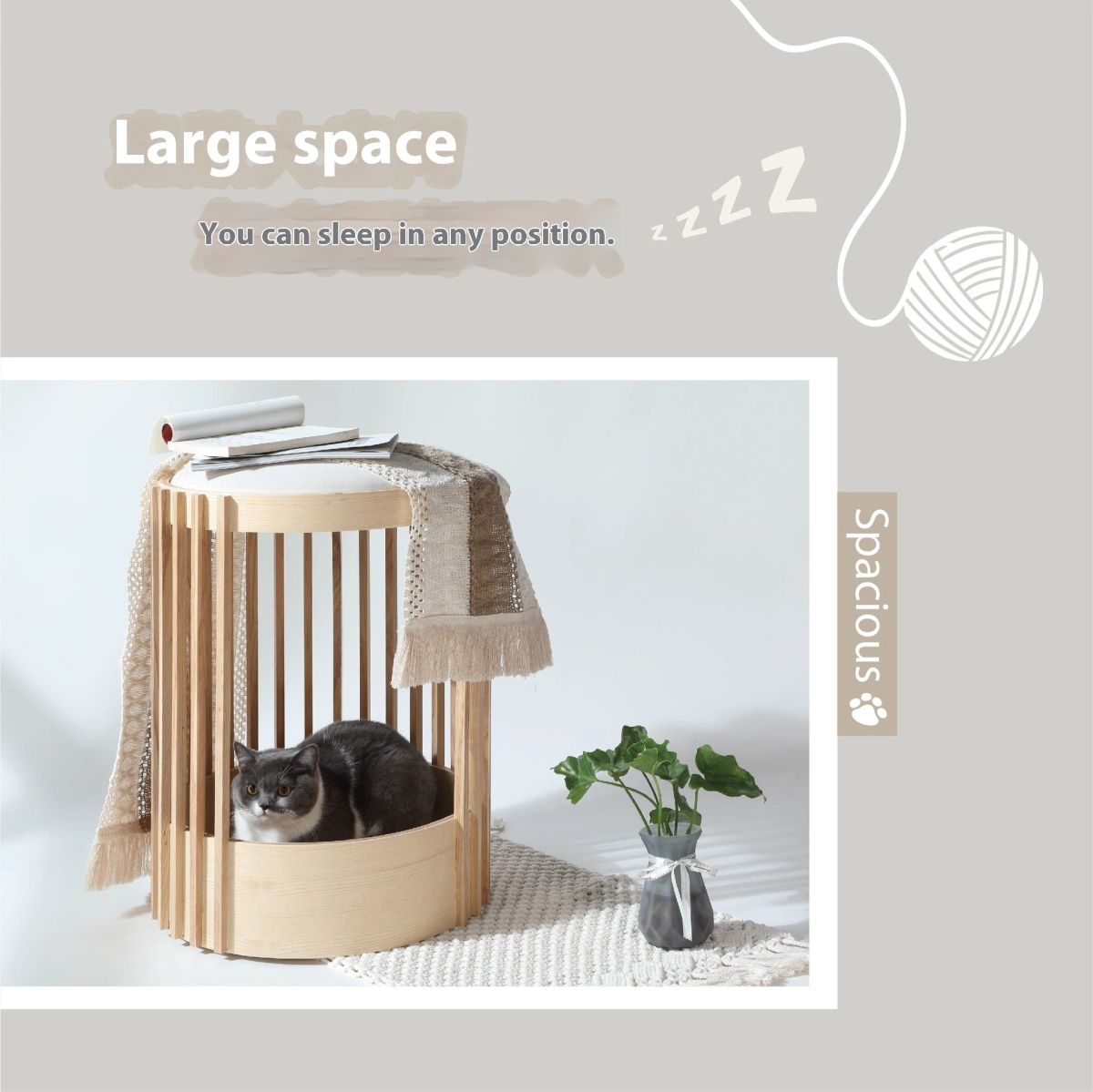Household Solid Wood Column Cat Climbing Frame Pet Bed Bite-resistant