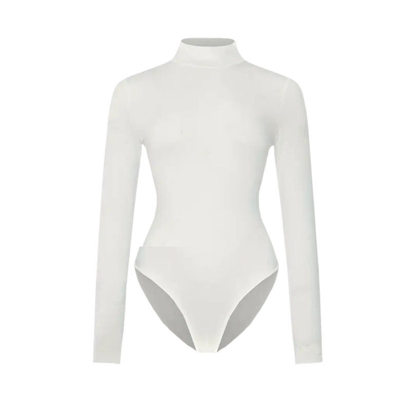 Solid-color Form Fitting Long Sleeve Yoga Bodysuit