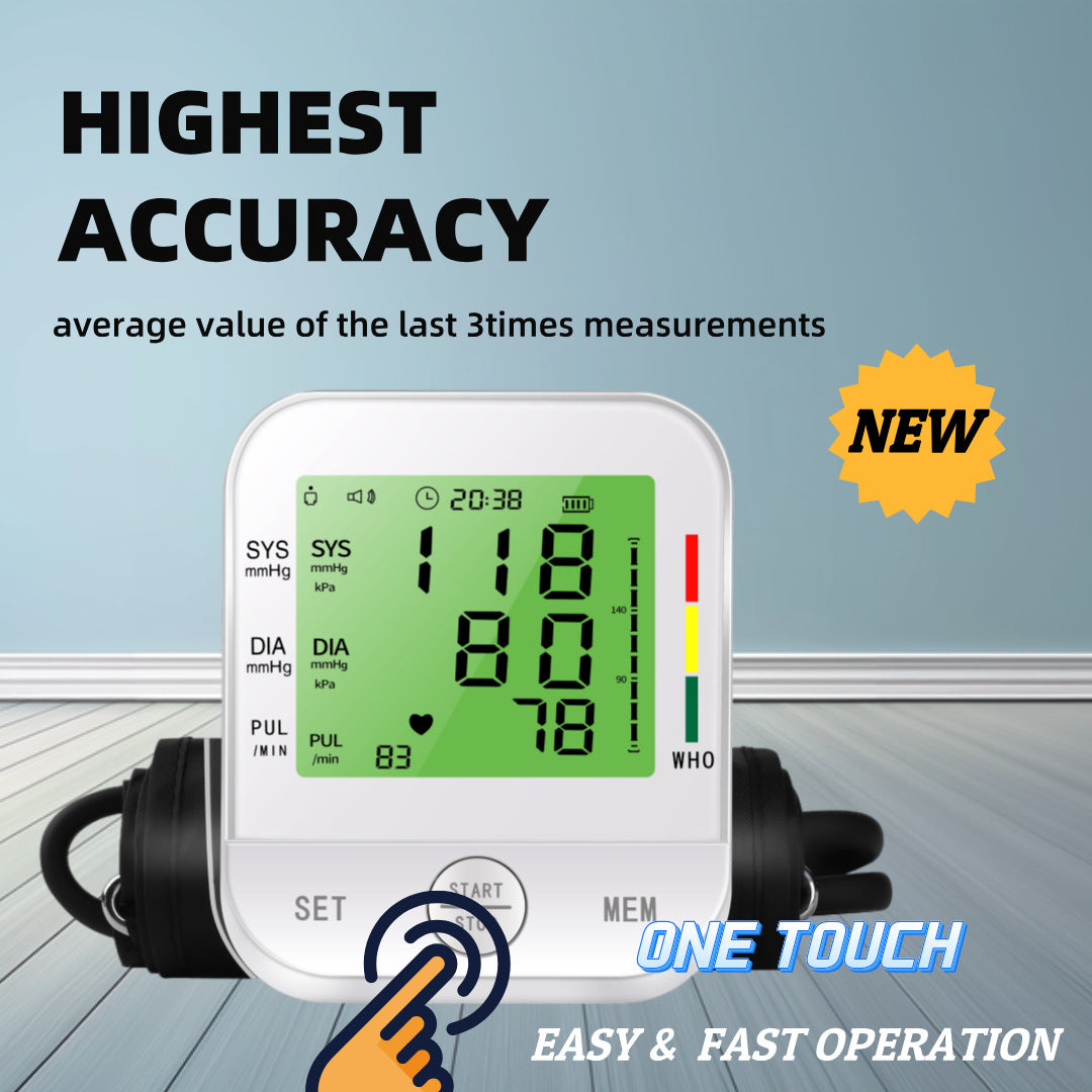 Blood Pressure Monitor Digital Automatic Blood Pressure Machine For Home Use With Large LCD Display - Upper Arm BP Monitor Meter With Cuff & Smart Save Feature White Plus Zero Contact Door Opener