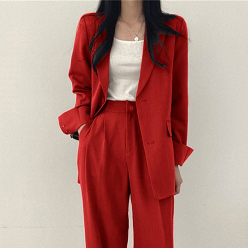 Womens Solid-color Loose-fitting Korean-style Versatile Blazer
