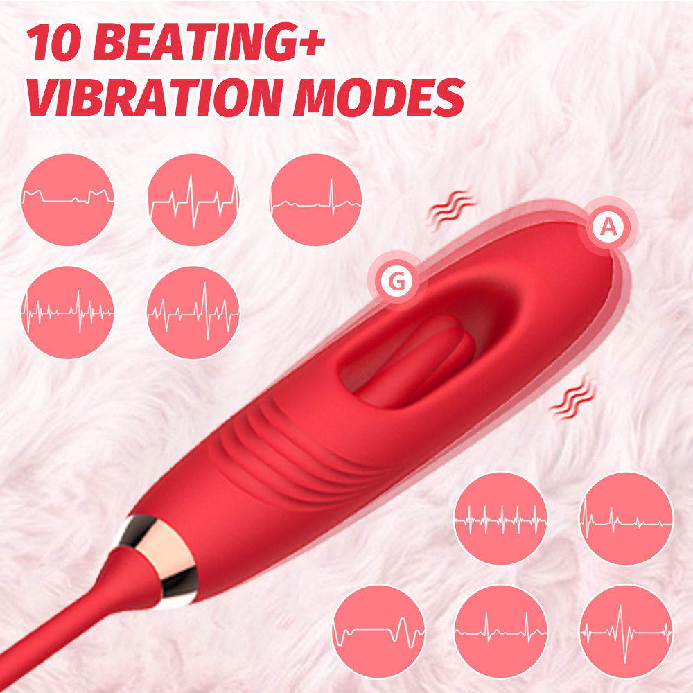 Female G-spot Vibrator, Rose Double Head Vibrator, Three In One Vibration Masturbator With 10 Vibration Suction And Tapping Modes, Suitable For Female Or Couple Sex Toys