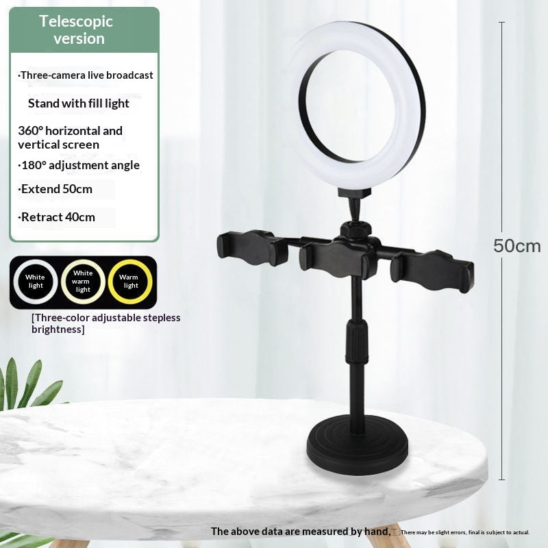 Dual- And Tri-Camera Phone Desktop Live Streaming Fill Light Ring Stand Kit Beauty Photo LED Ring Light