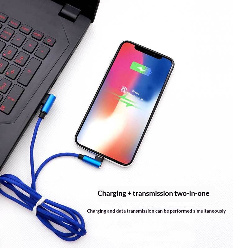 Double-bend Cotton Fabric Phone Charging Data Cable
