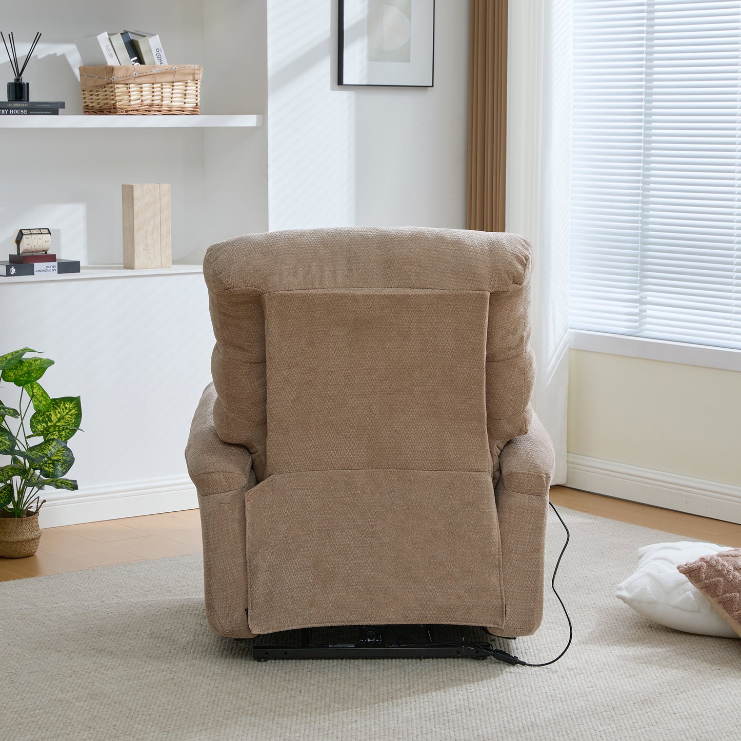 Multifunctional Electric Recliner With Stand-up Aid, Massage And Heat Function, Electrically Adjustable Backrest And Footrest As Well As Side Storage Pockets