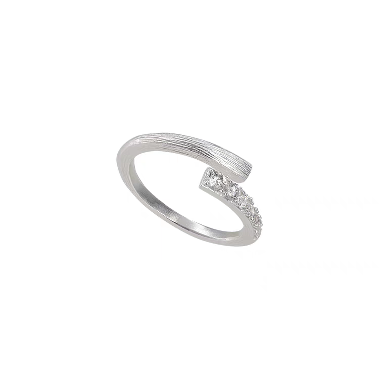 1pc 999 Sterling Silver Twisted Paved Zircon Open Ring, Minimalist & Luxe Style, Perfect For Daily, Dating & Gifting, Ideal Valentine's Gift