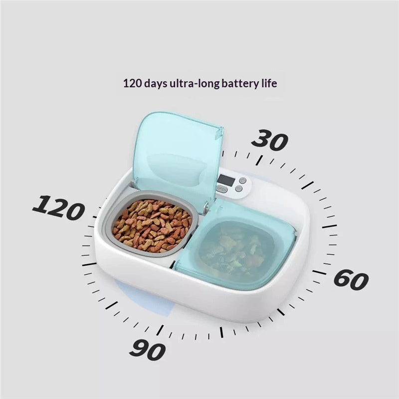 Smart Automatic Dual-Feeding Pet Feeder With Timer
