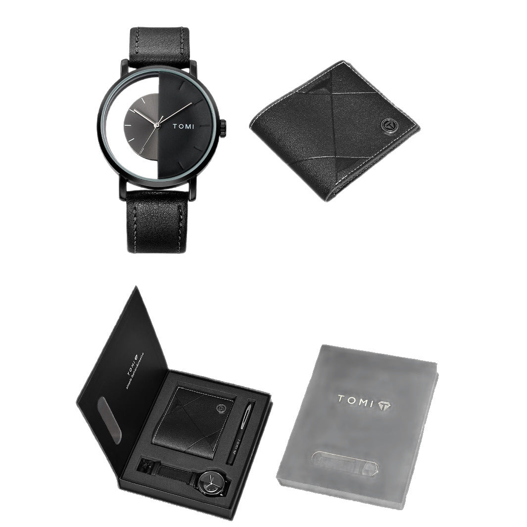 Quartz Watch Mens Business Gift Set Box