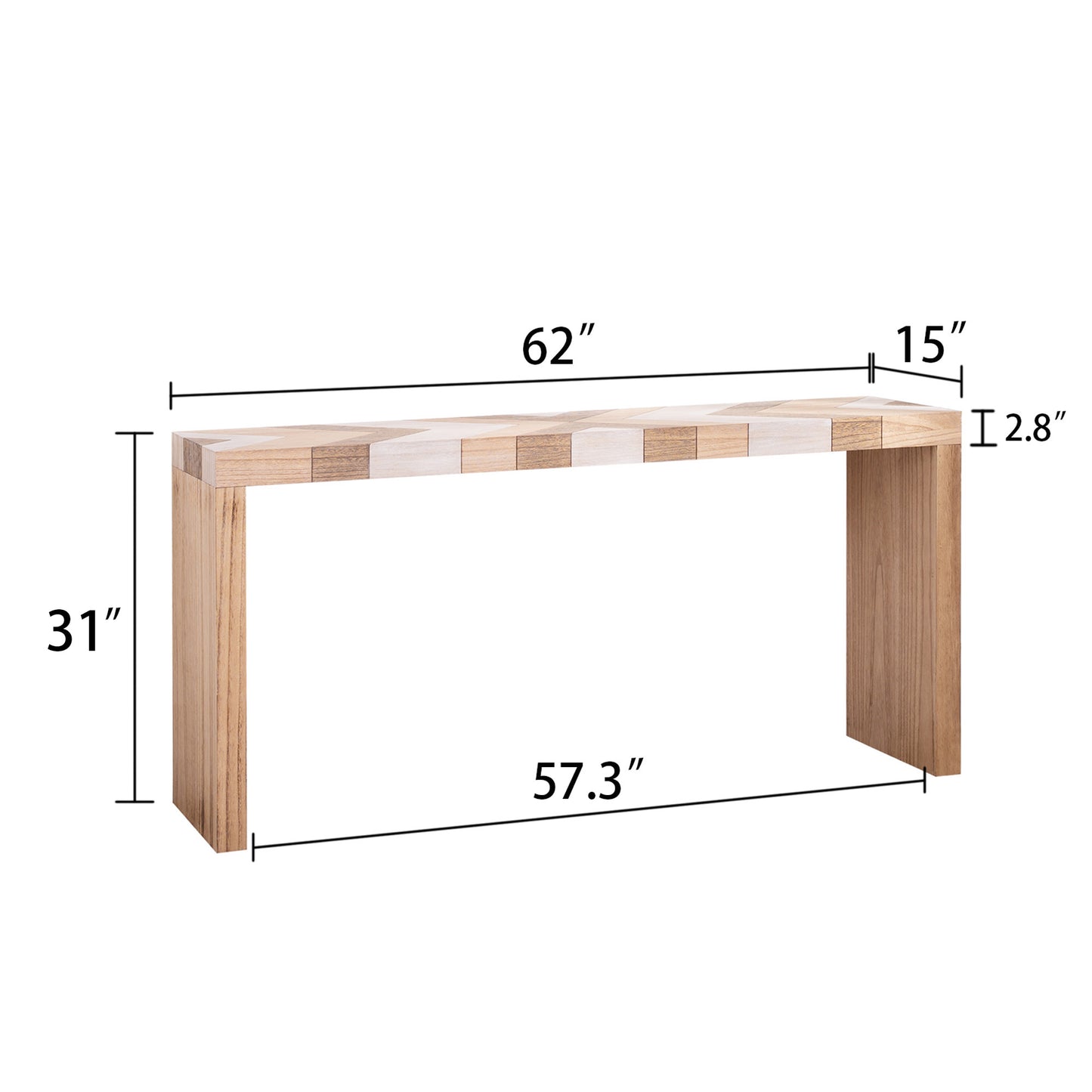 Modern Console Table, 62 Long Entryway Table With Chevron Patterned Top, Manufactured Wood Sofa Table For Hallway, Living Room, Or Office