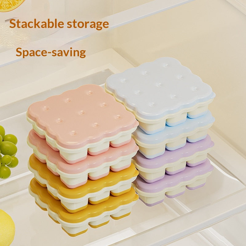 Creative Cookie-shaped Ice Cube Tray Mold Plastic Ice Mold With Lid Reusable Ice Cube Tray Drink Whisky Ice Coolers Ice Cube Maker Kitchen Bar Tools Gadgets