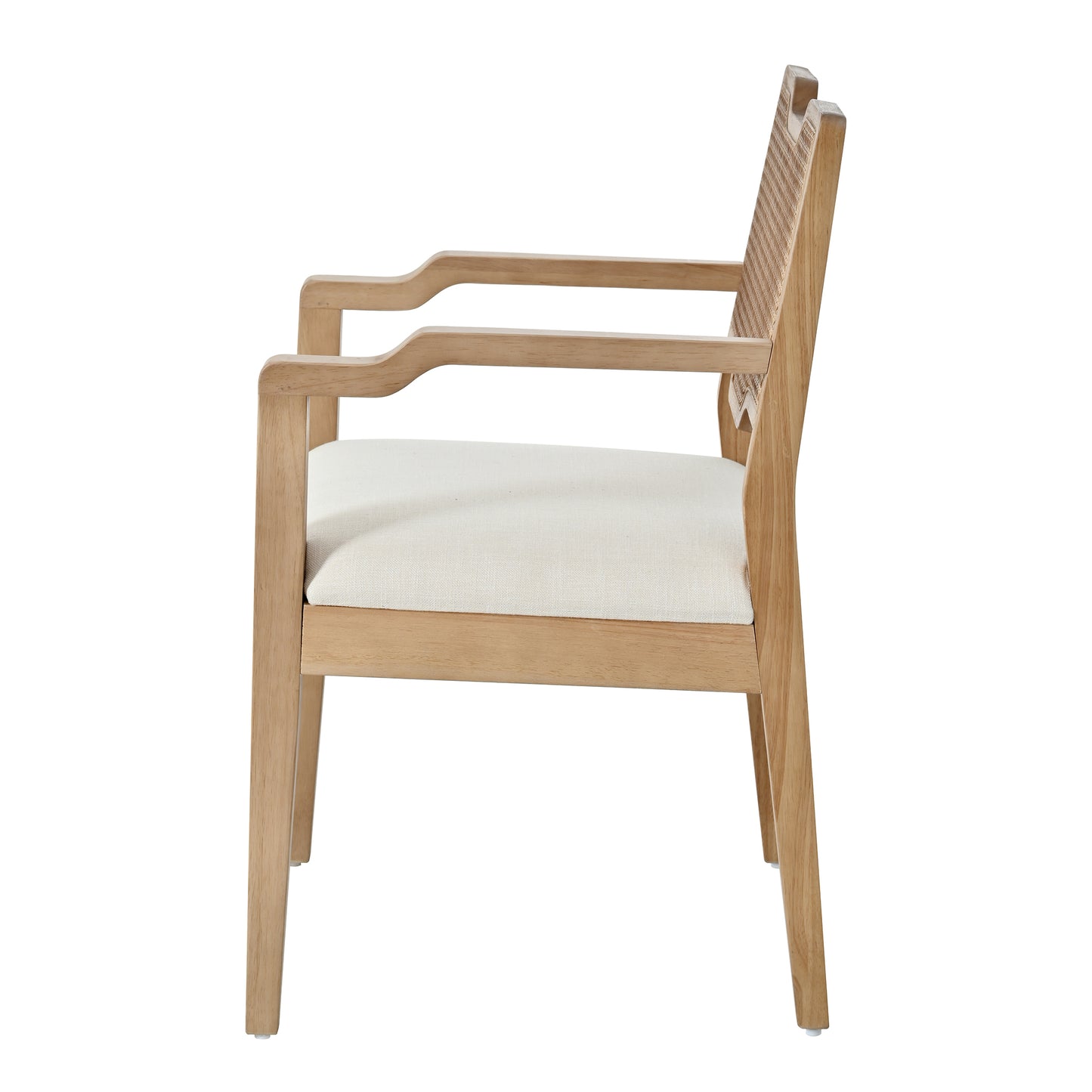 Farmhouse Dining Chairs Set Of 2, Upholstered Kitchen Chairs Wooden Side Armchair With Rattan Backrest For Dining Room ,Restaurant,Brown