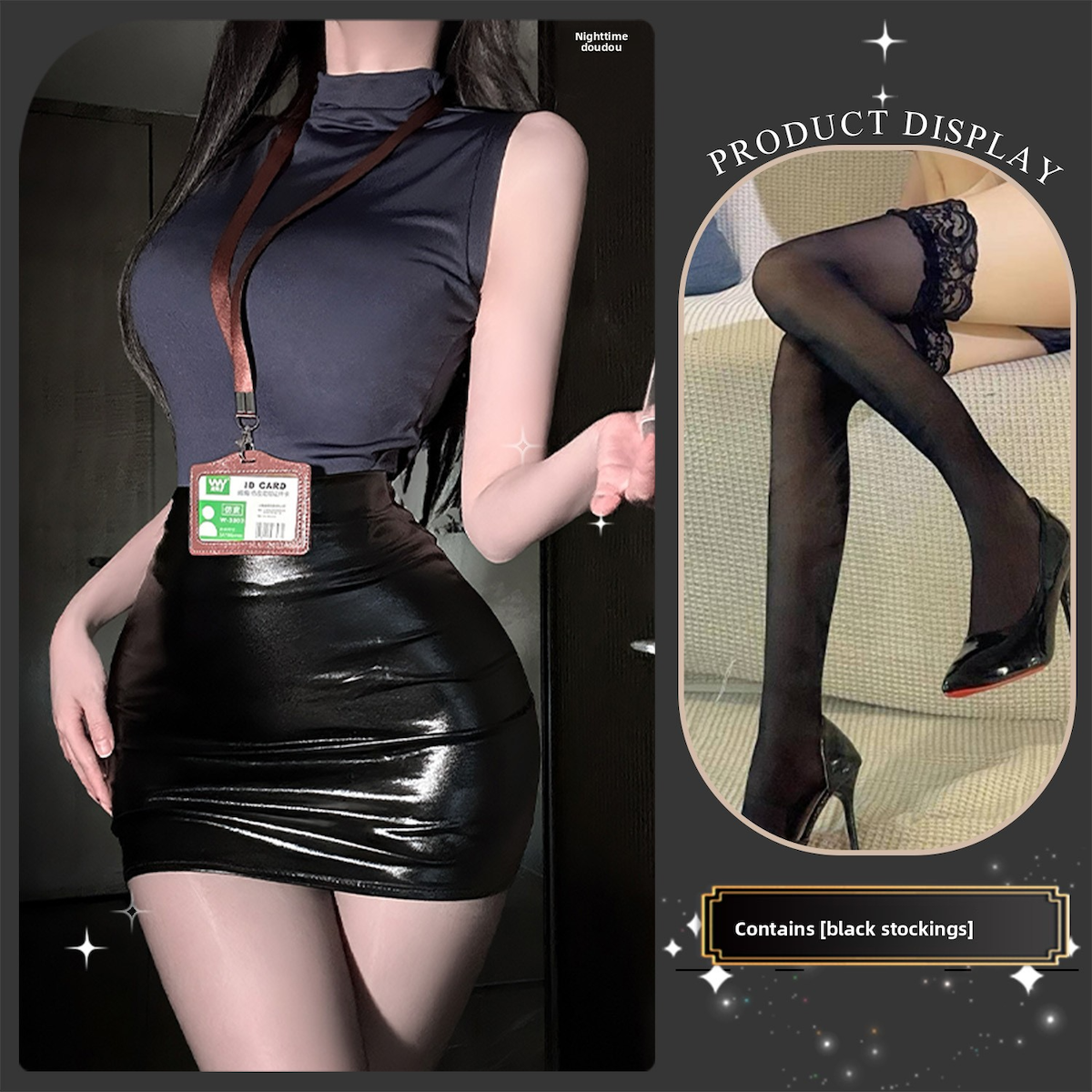 Lace Mesh Bodycon Dress Fashion Air Hostess & Office Themed Party Outfit