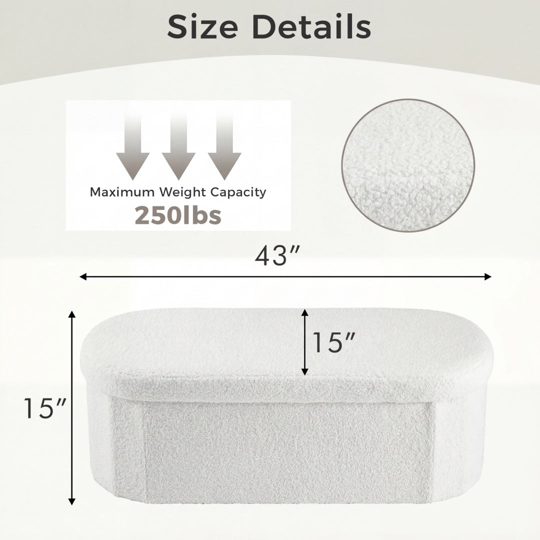 43-inch Foldable Footpad With Storage Function, Multi-functional Home Bench