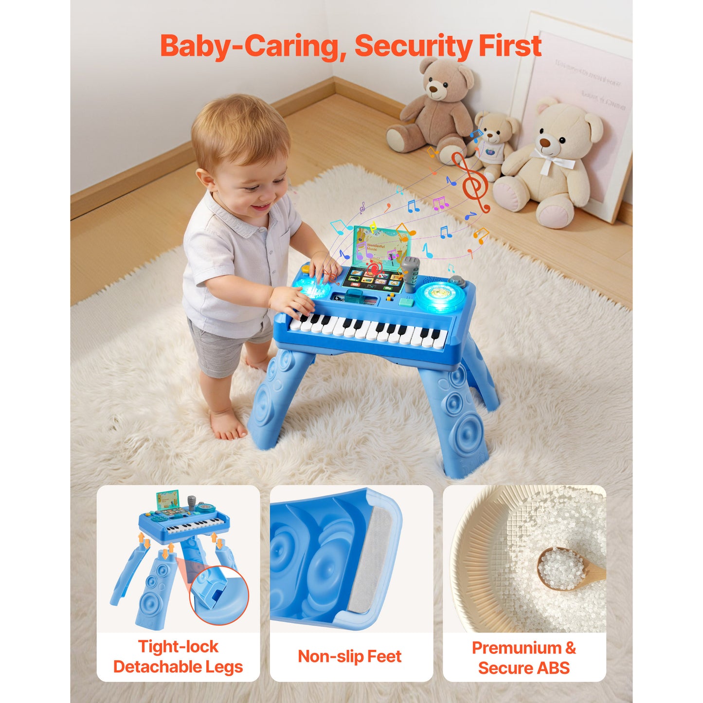 Baby DJ Playset For Toddlers 1-3, Educational Musical Table Toys With 133 Sound Sources, Recording And LED DJ Turntable, Baby Activity Table For Birthday, Gift For Kids Aged 6 Months
