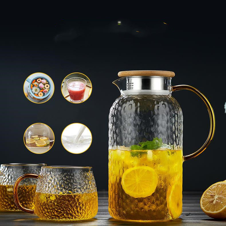 Household Large Capacity Heat-resistant Hammer Pattern High Borosilicate Glass Cooling Kettle