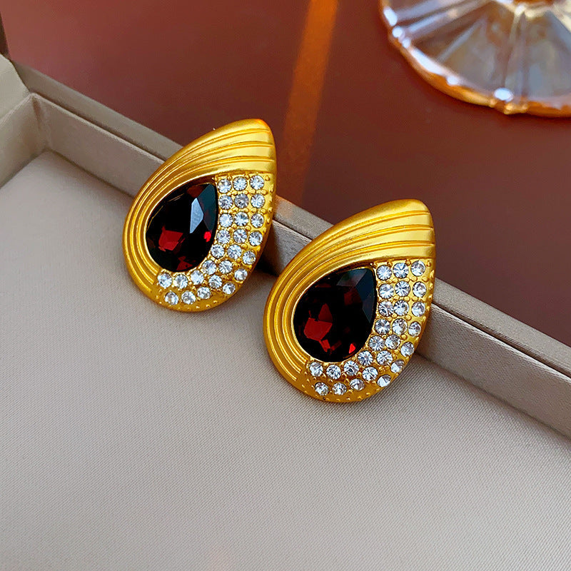 Diamond Shape Crystal Tassel Earrings Women Silver Needle Vintage Geometric Fashion Jewelry