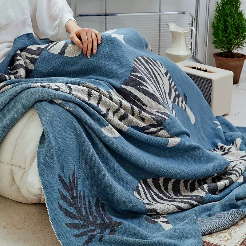 Office Sofa Tiger-Print Wool Casual Throw Blanket