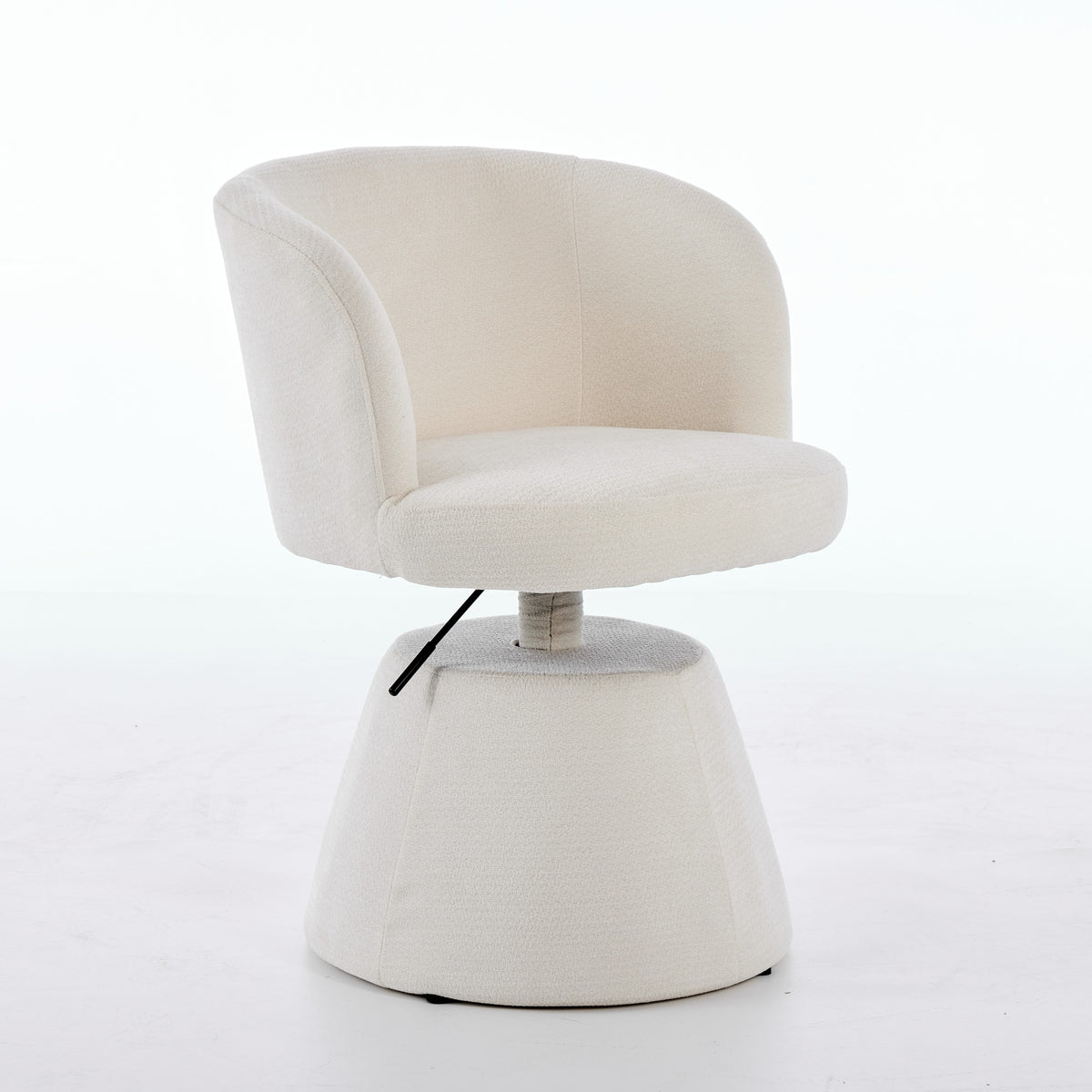 Adjustable Height 360 Swivel Bar Stool, Modern Chenille Upholstered Round Dining Chair, Ergonomic Accent Vanity Chair For Bedroom,Kitchen Island & Pub, Single Pack, Cream & Beige Color,SW1878BG