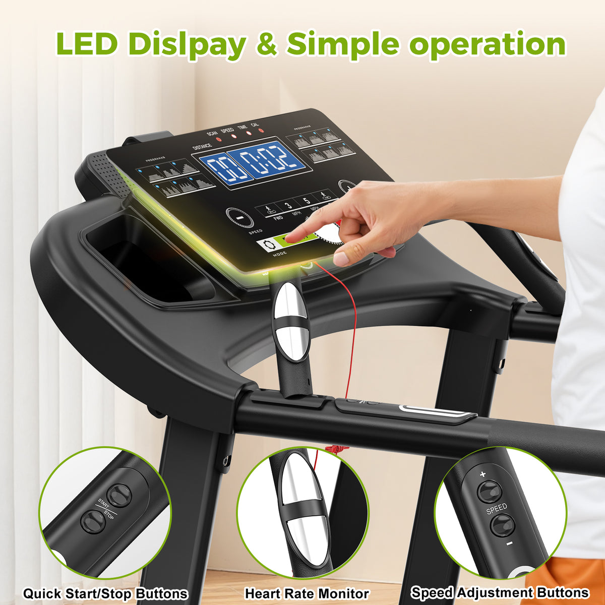 EU Folding Electric Treadmill With 2-fold Adjustable Slope -Senior Home Trainer Up To 120 Kg Load Capacity, Walking Pad With App Function For Fitness At Home