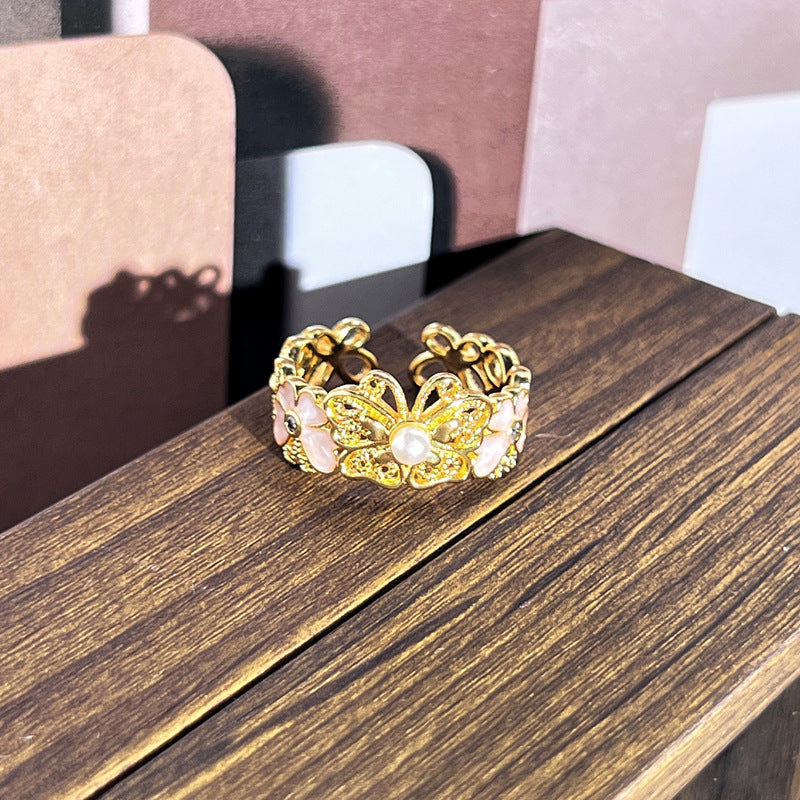 Sweet Cool Style Colorful Enamel Glaze Floral Ring Retro Female Accessory Gift