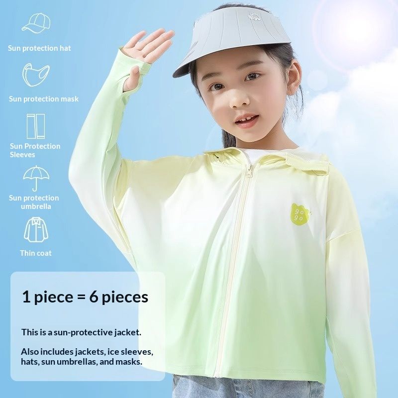 Kids Gradient Summer Ice-Silk Cooling Jacket Sun-Protection Clothing