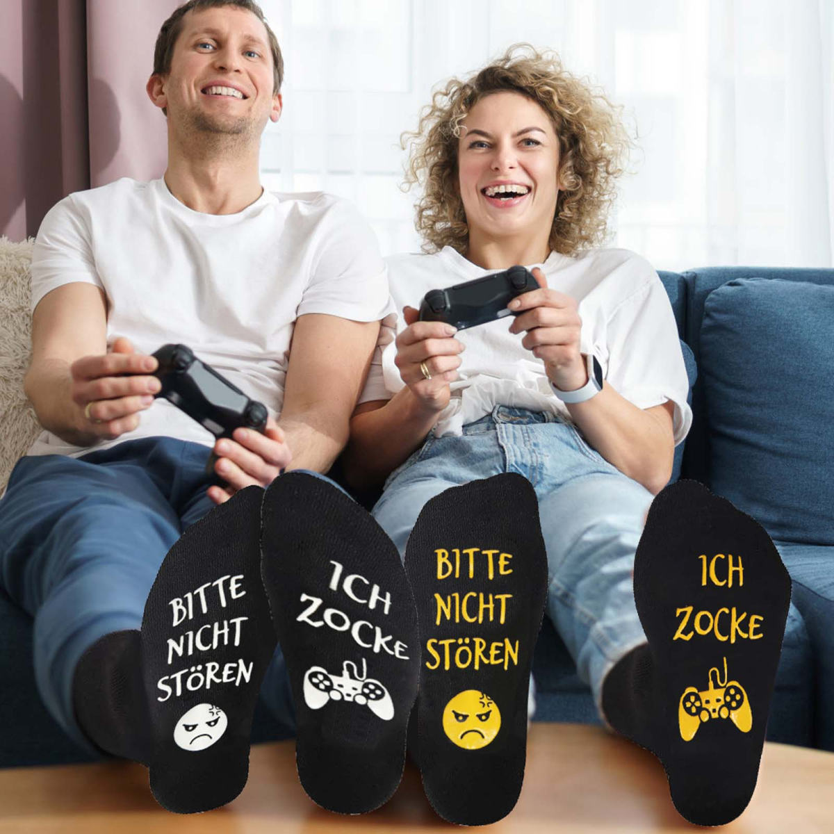 “Do Not Disturb” Socks—2 Pairs In Black/White And Black/Yellow, Funny Socks With A Message, Original Anniversary Gift For Couples, Humorous Socks To Give As Gifts—Anniversary Party Decorations