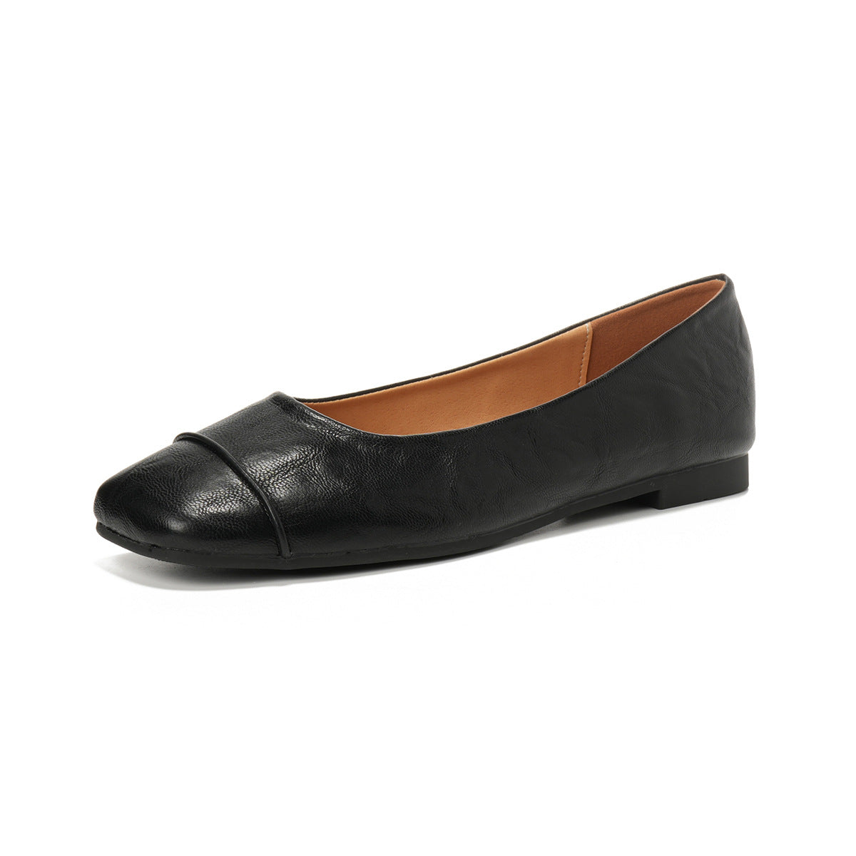 Retro Square-toe Leather Low-cut Office Pumps