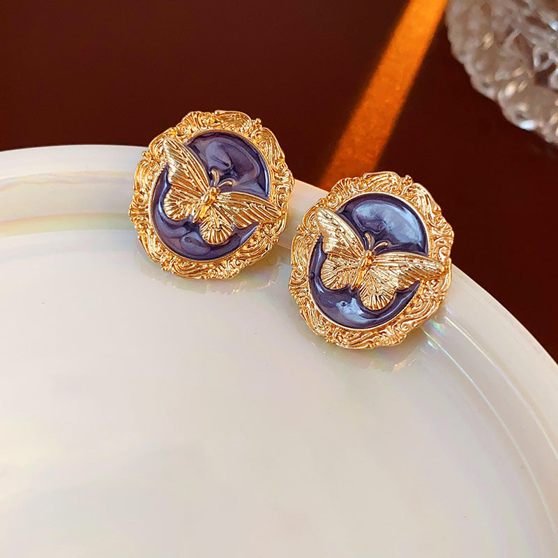 Vintage Fashion Geometric Flower Earrings - Silver Needle, Light Luxury Retro Style, Wholesale High-End Ear Jewelry For Her